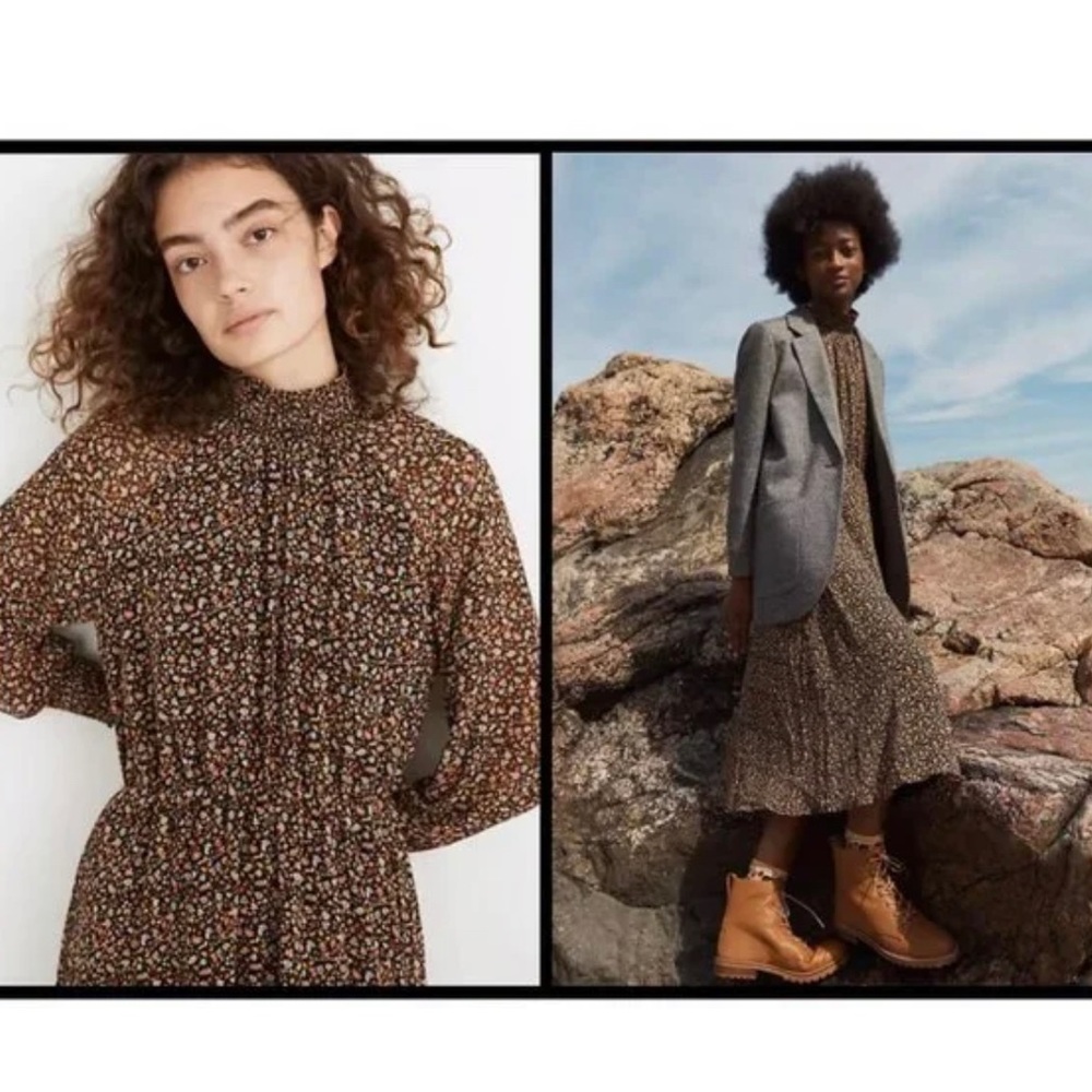 MADEWELL (Re)sourced Georgette Smocked-Neck Midi Dress in Folktale Paisley